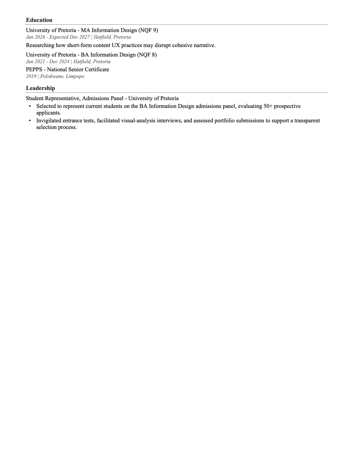 Amukelani Shiringani CV - Page 2